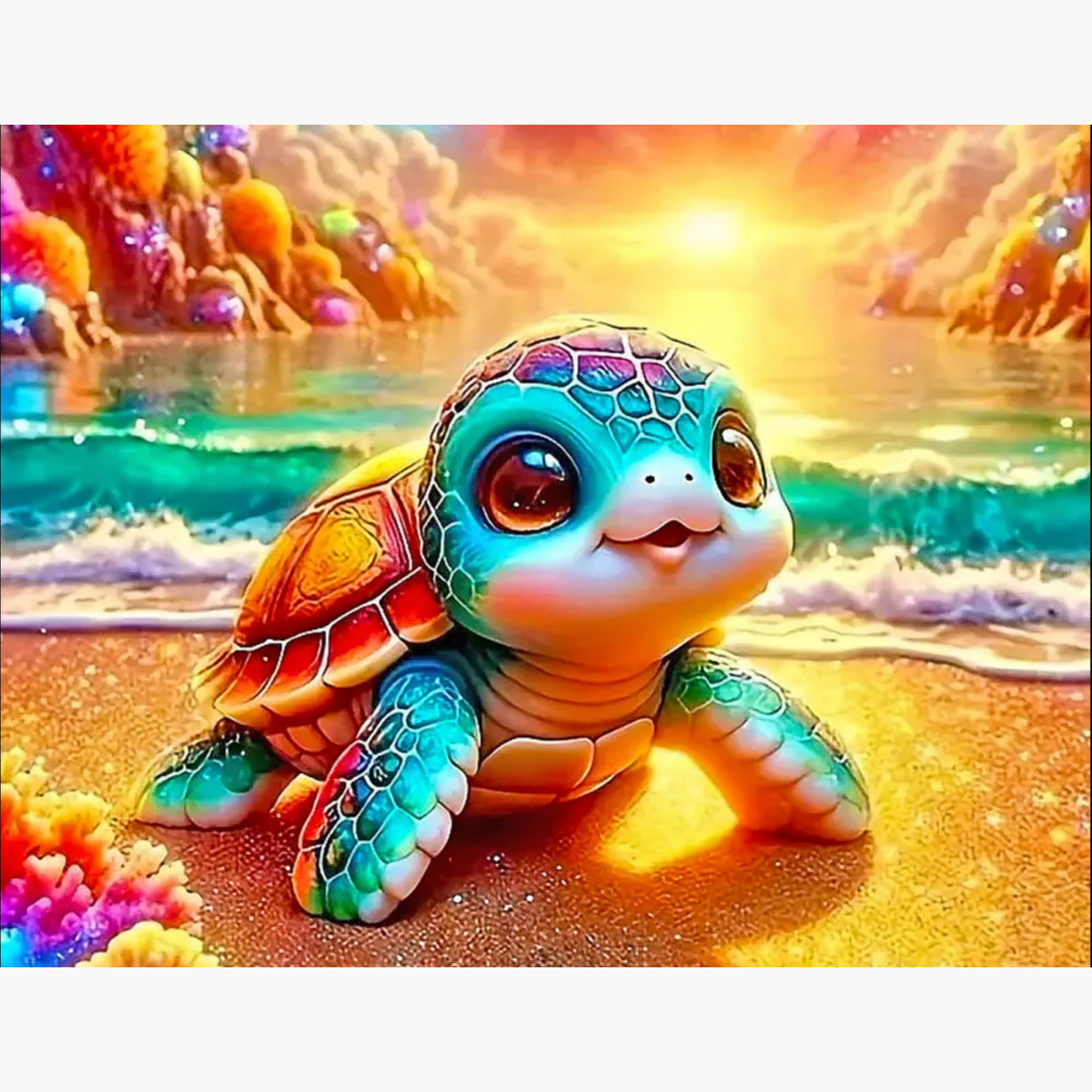 Broderie Diamant - Bébé tortue