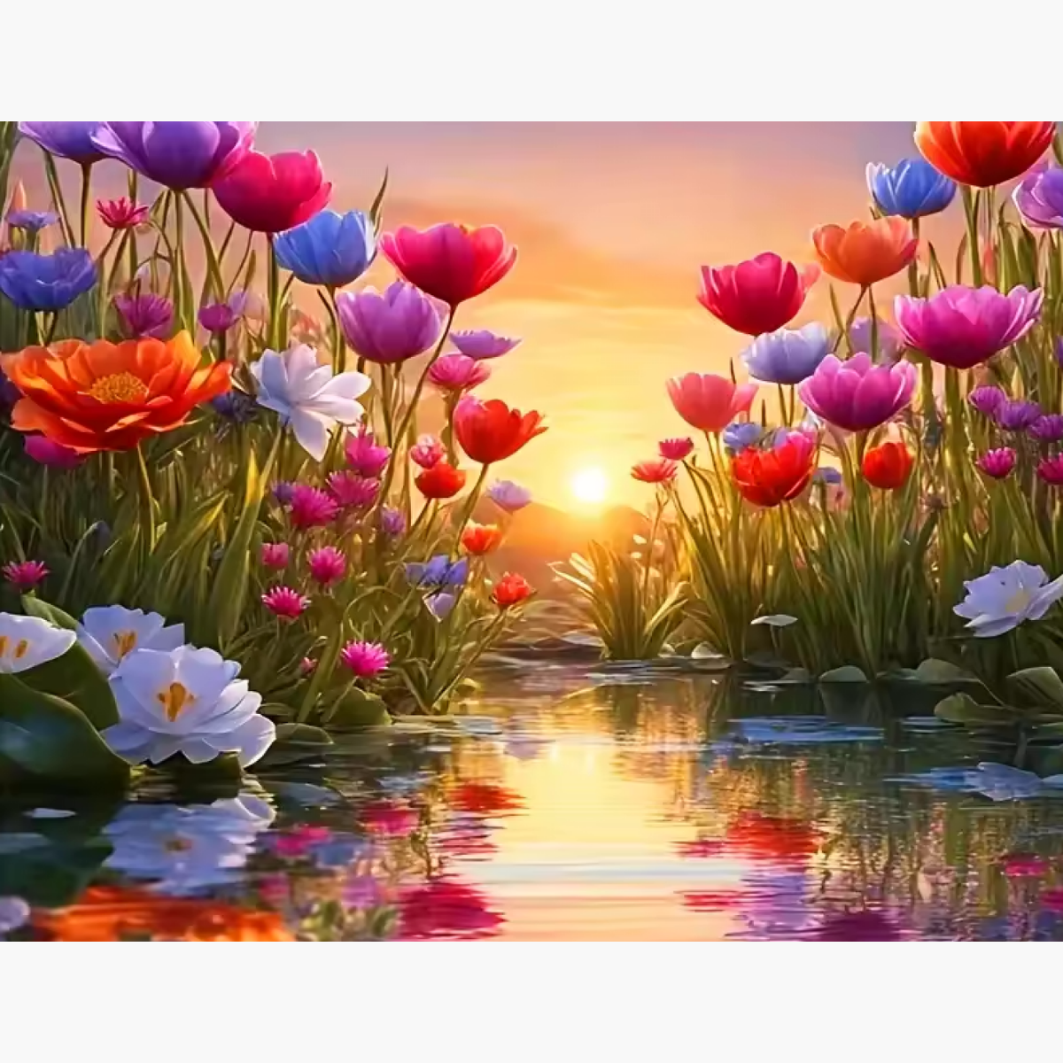 Broderie Diamant - Ruisseau fleuri