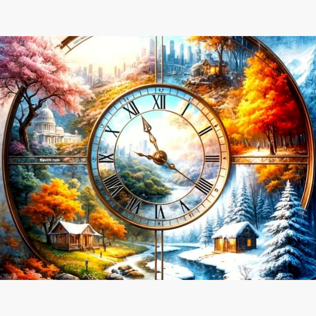 Broderie Diamant - Horloge monde