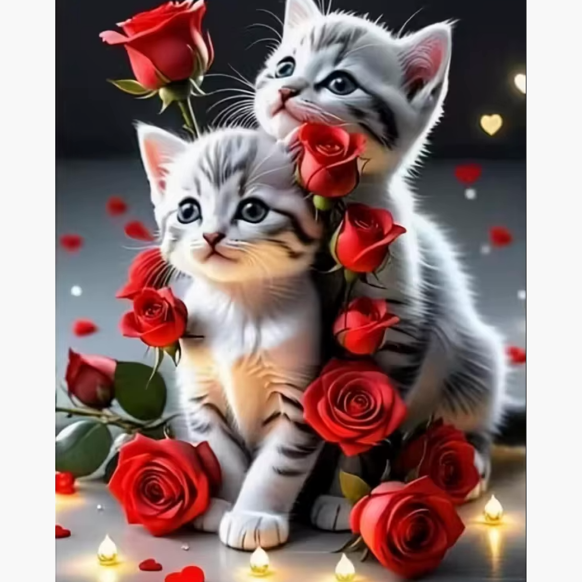 Broderie Diamant - Chatons roses rouges