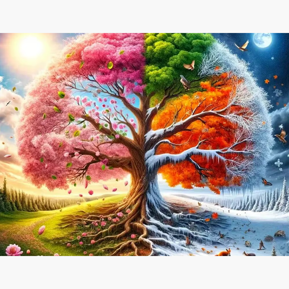 Broderie Diamant - Arbre des saisons