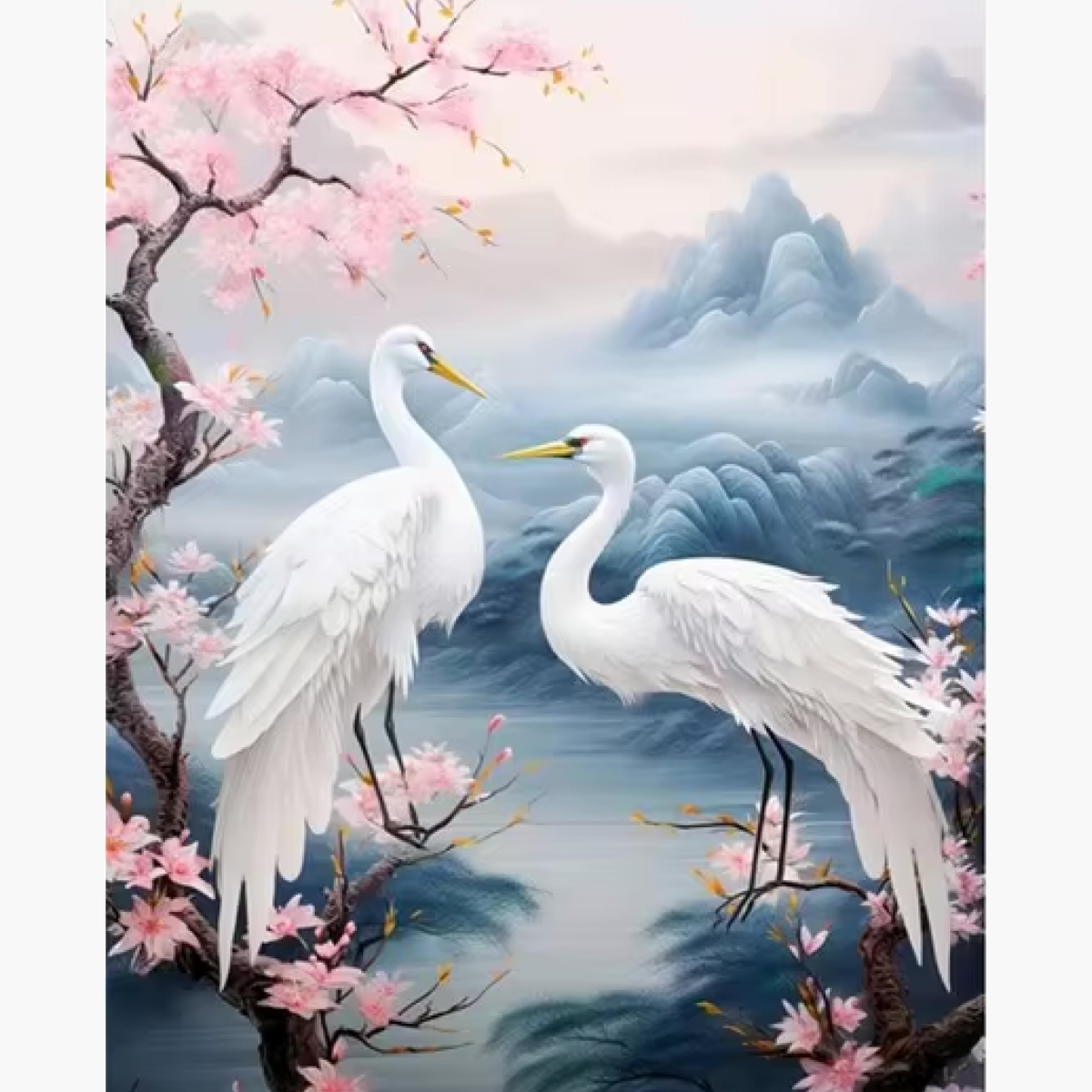 Broderie Diamant - Cygnes blancs