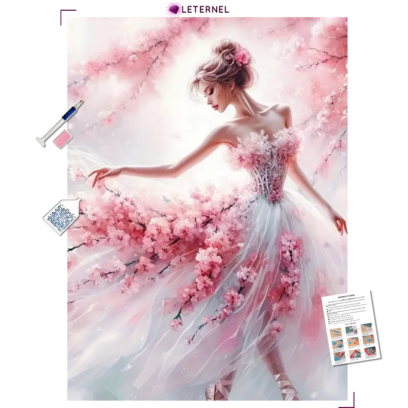 Broderie Diamant - Danseuse cerisier