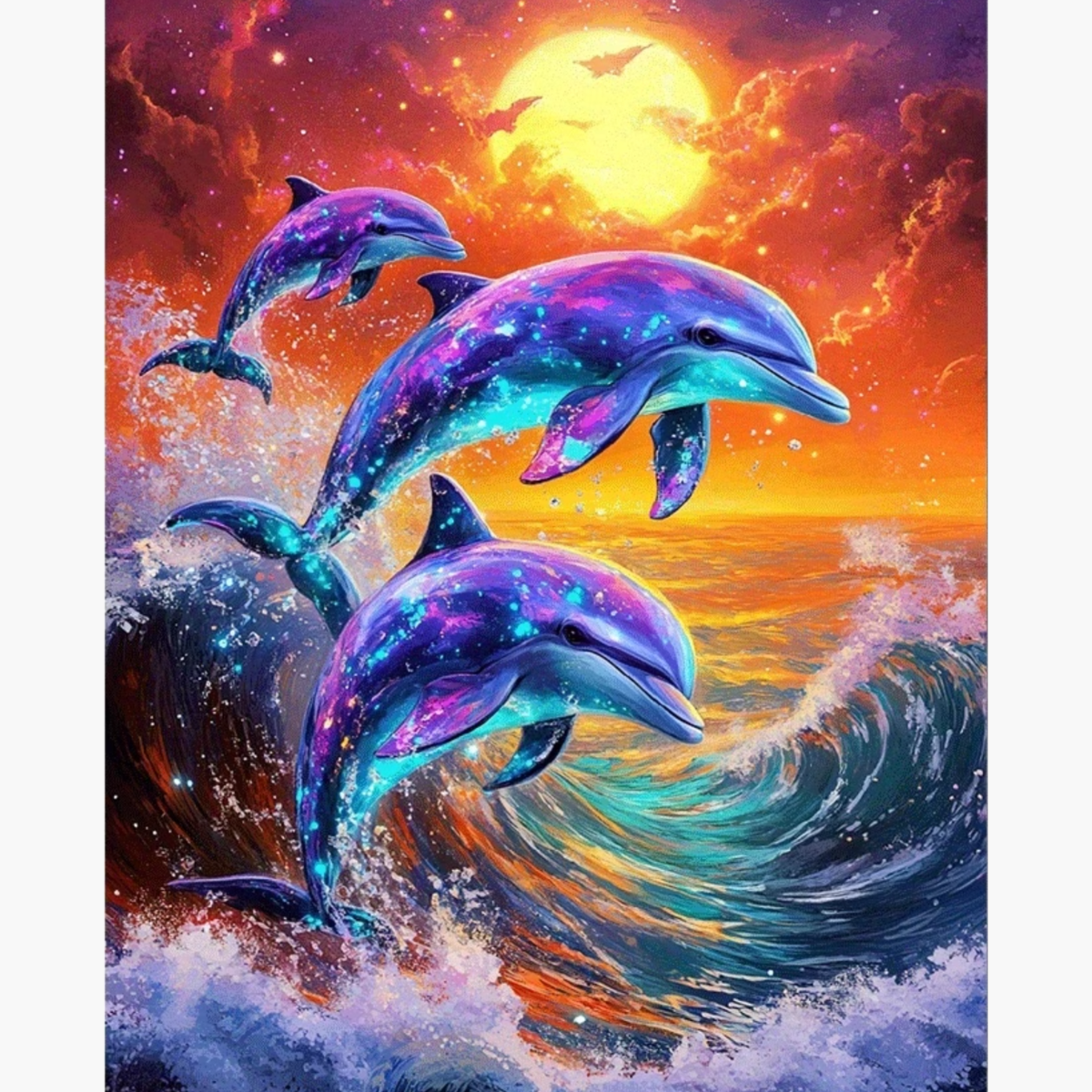 Broderie Diamant - Dauphins étincelants