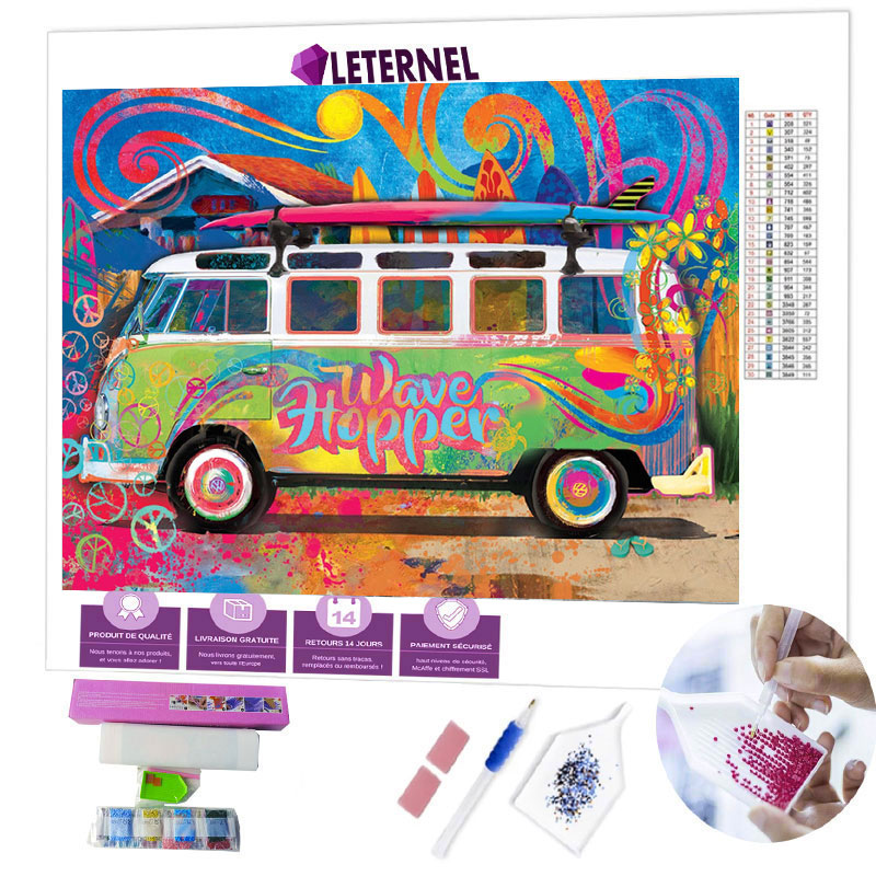 Broderie Diamant - Dessin van surfer