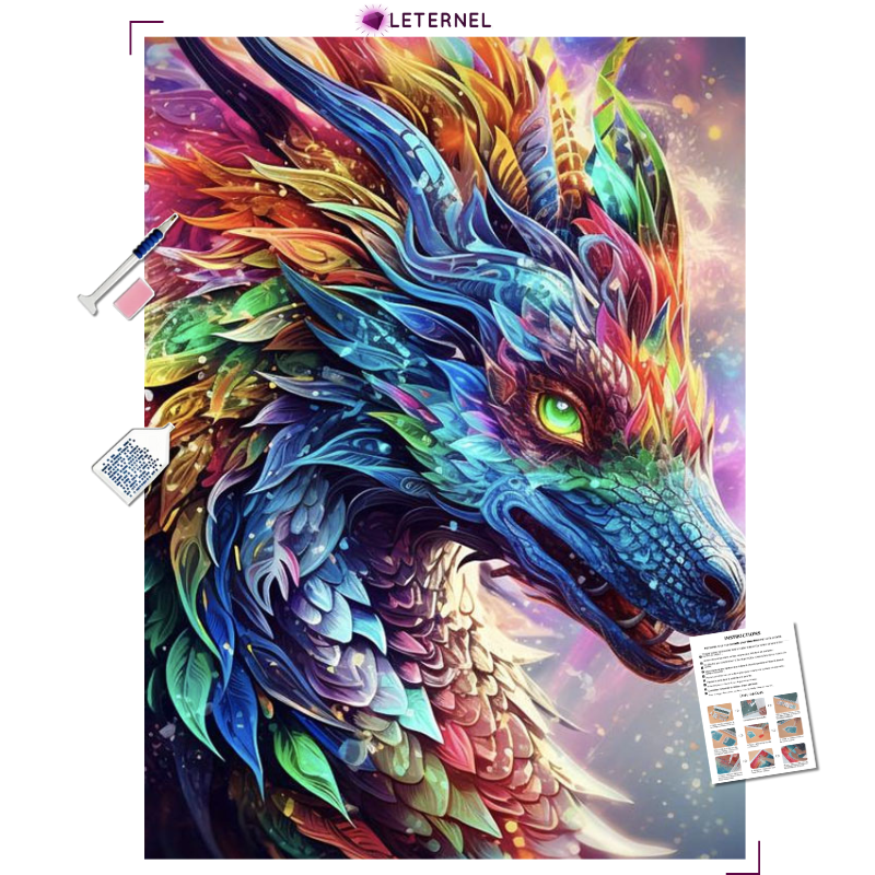 Broderie Diamant - Dragon coloré
