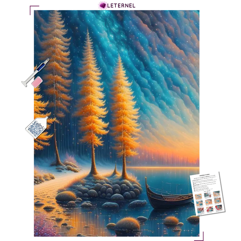 Broderie Diamant - Lac fantastique