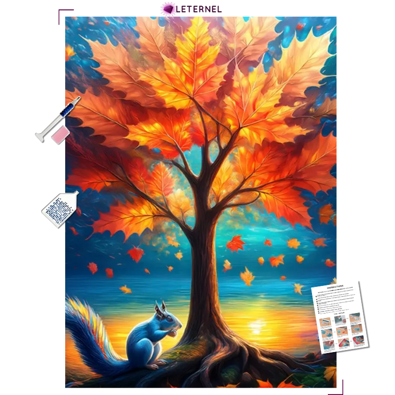 Broderie Diamant - Écureuil d’Automne