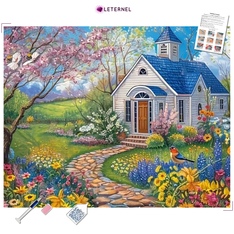 Broderie Diamant - Église champêtre