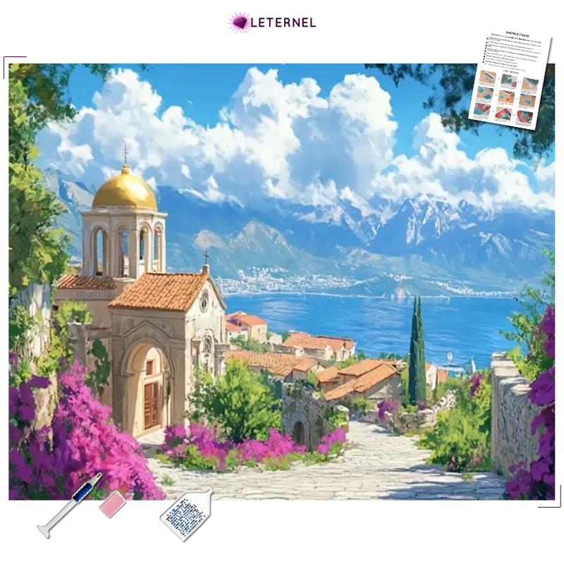 Broderie Diamant - Église lac