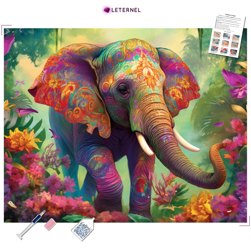 Broderie Diamant - Elephant indien