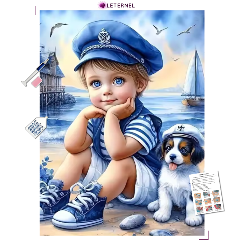 Broderie Diamant - Enfant marin