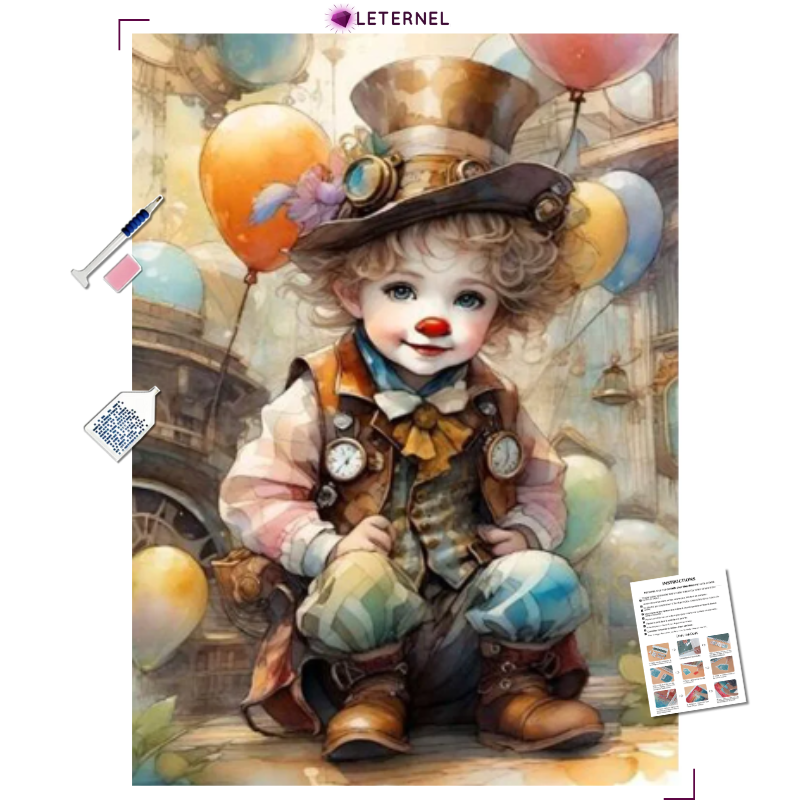 Broderie Diamant - Enfant clown
