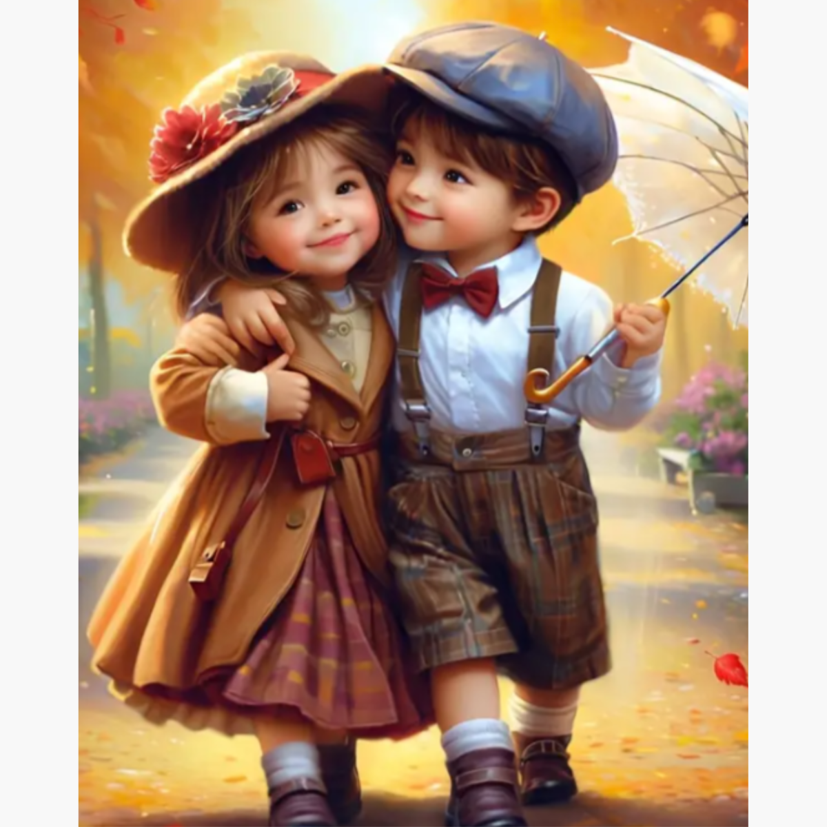 Broderie Diamant - Enfants amoureux