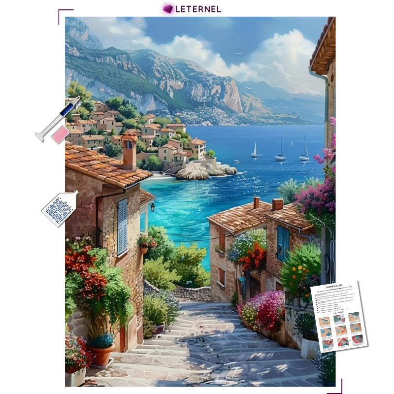 Broderie Diamant - Escalier méditerranéen