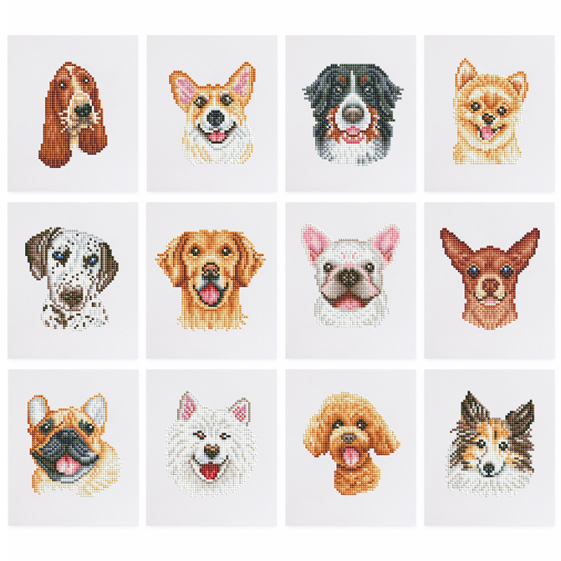 Mini broderie diamant x12 - Chiens