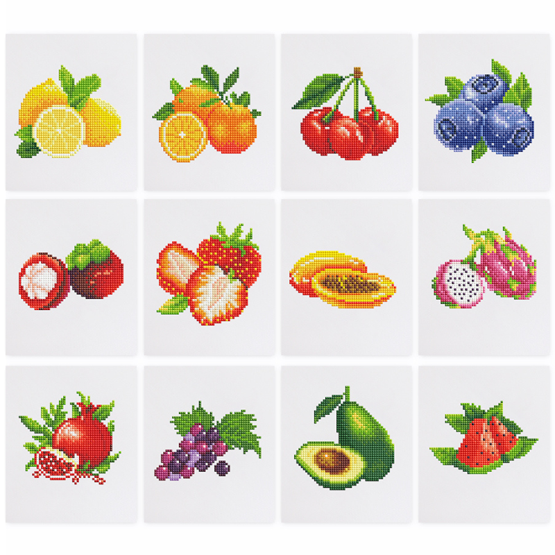 Mini broderie diamant x12 - Fruits