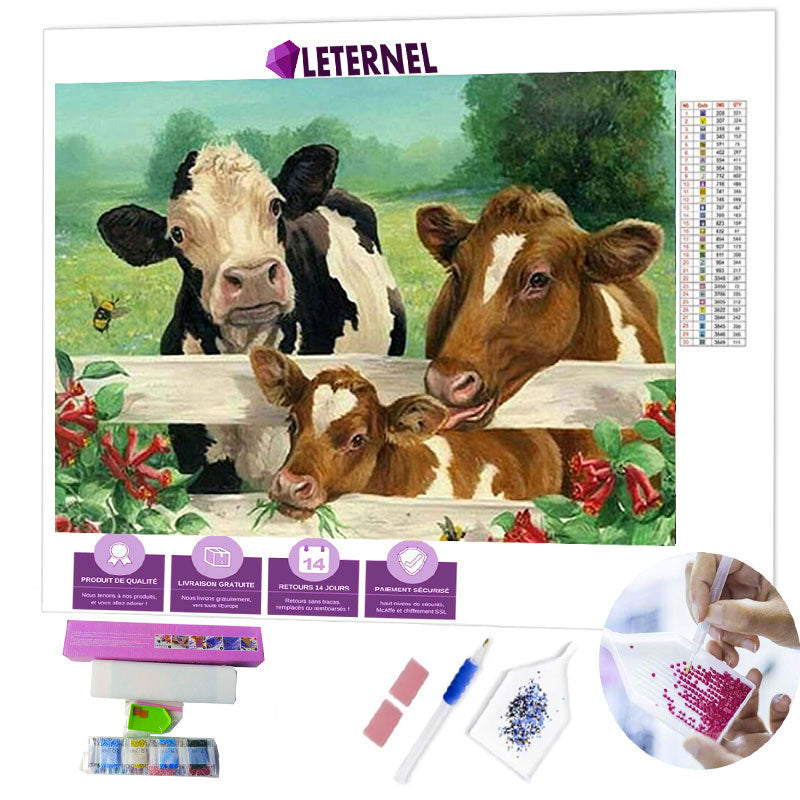 Broderie Diamant - Famille vaches