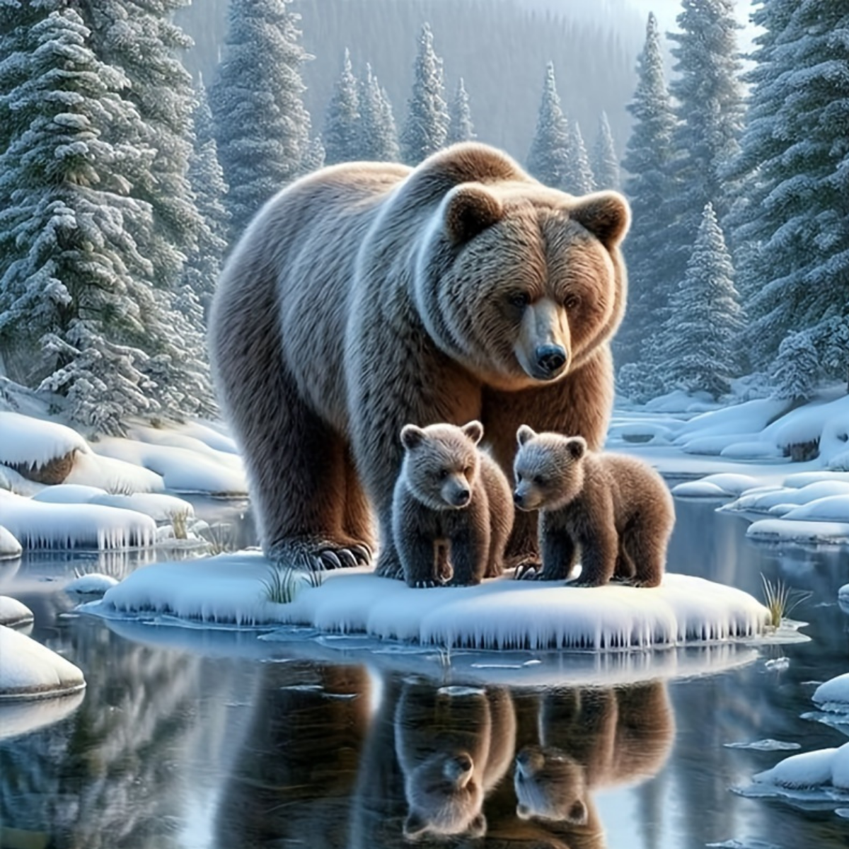 Broderie Diamant - Famille ours