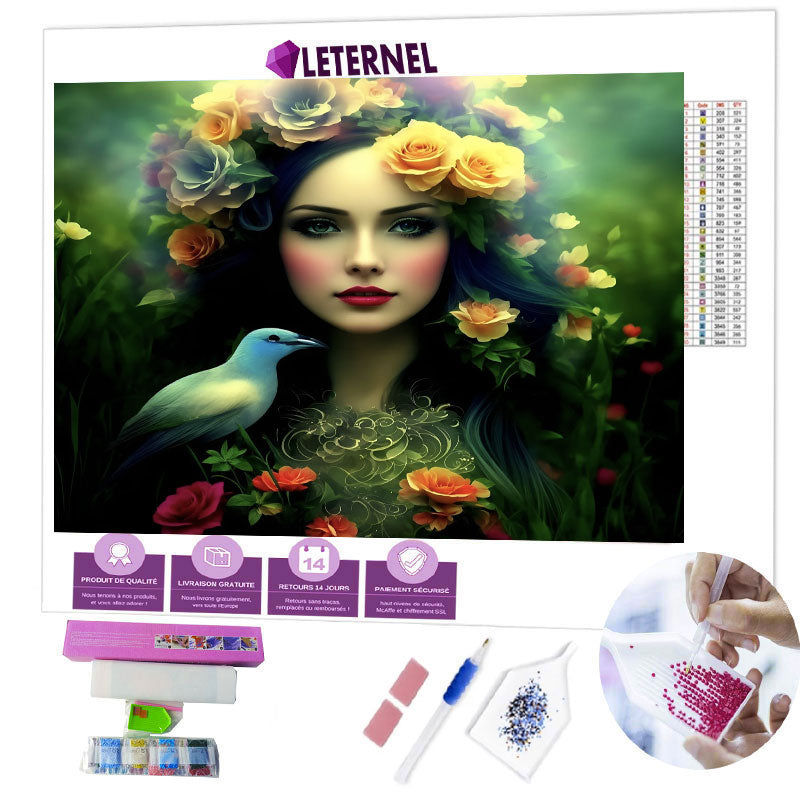 Broderie Diamant - Femme fleurs
