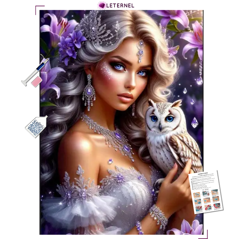 Broderie Diamant - Femme chouette