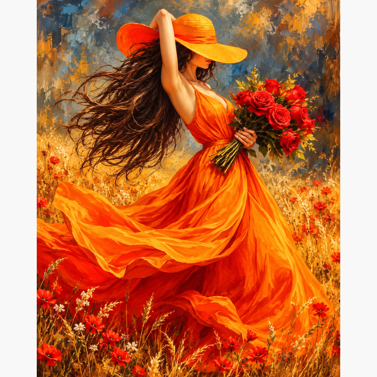 Broderie Diamant - Femme coquelicot