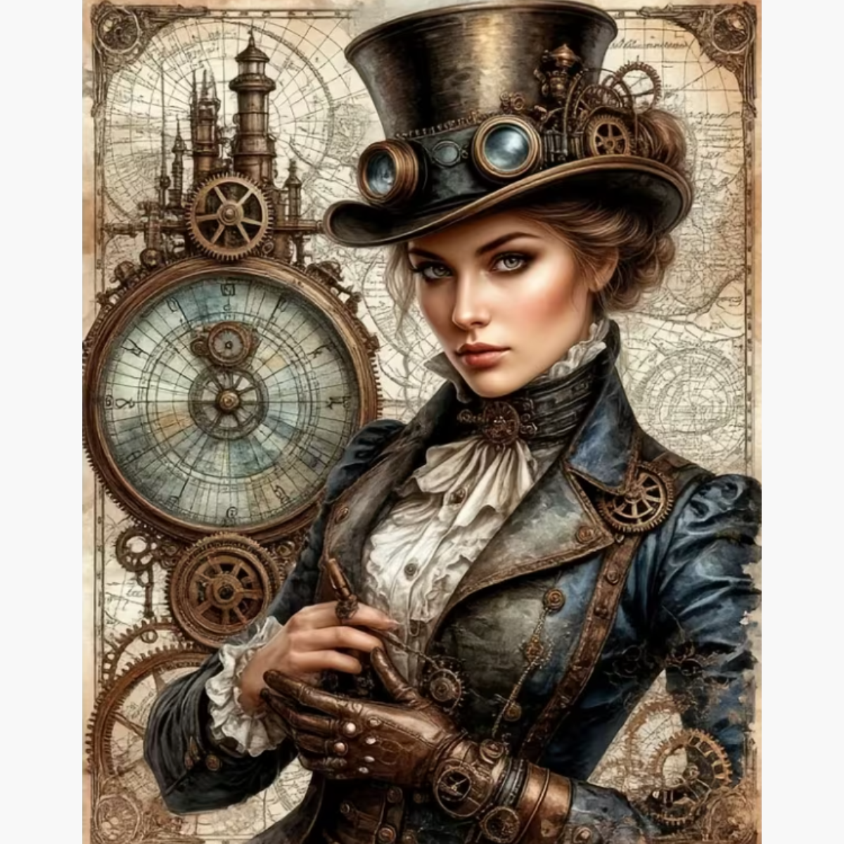 Broderie Diamant - Femme horloge