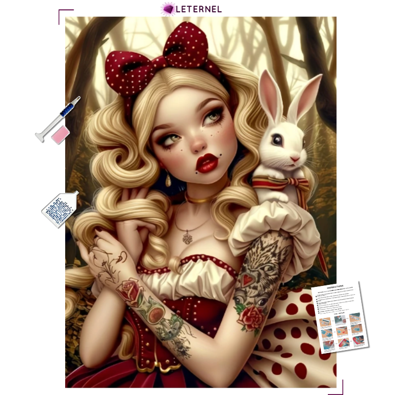 Broderie Diamant - Femme lapine