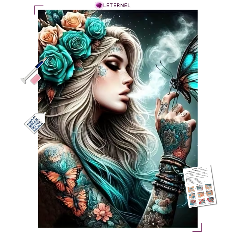 Broderie Diamant - Femme papillon