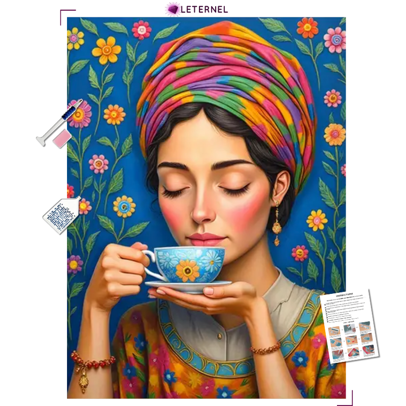 Broderie Diamant - Femme thé