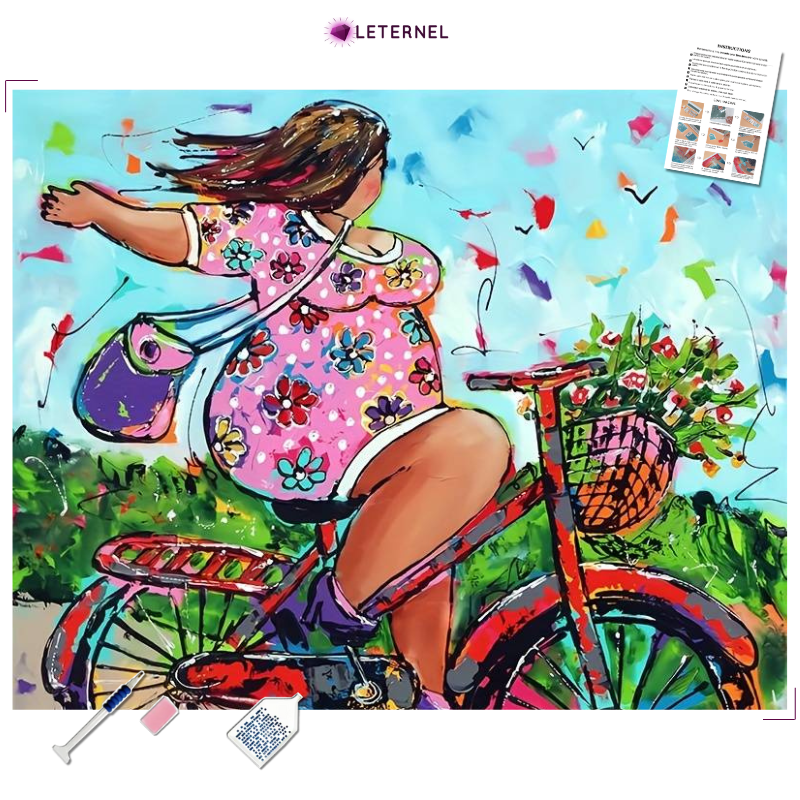 Broderie Diamant - Femme ronde vélo