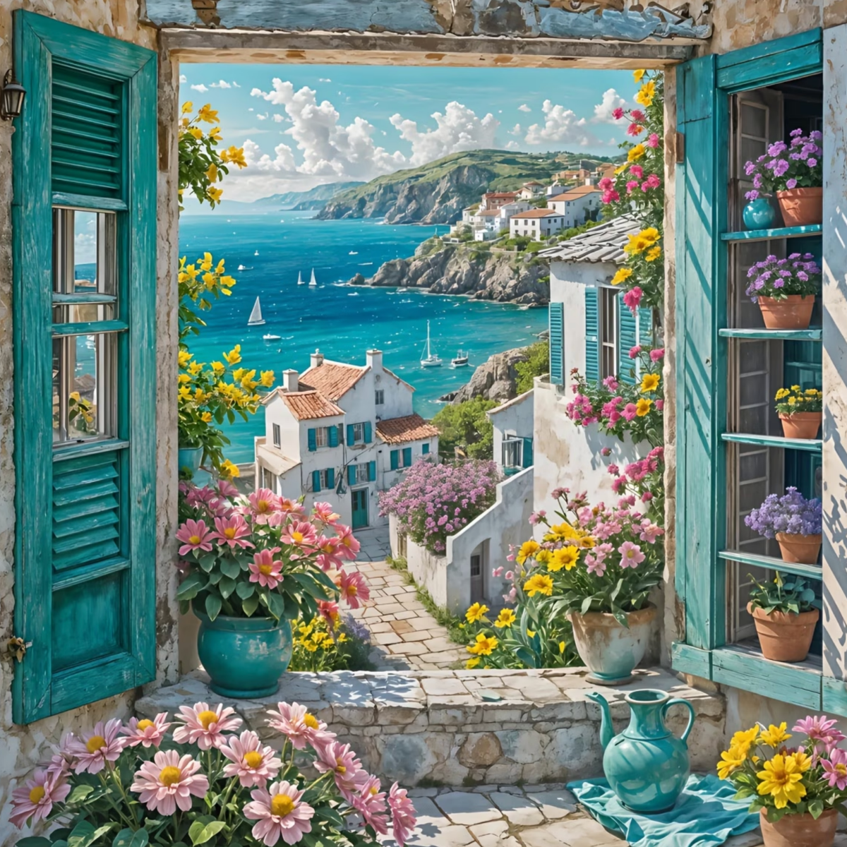 Broderie Diamant - Fenêtre lac