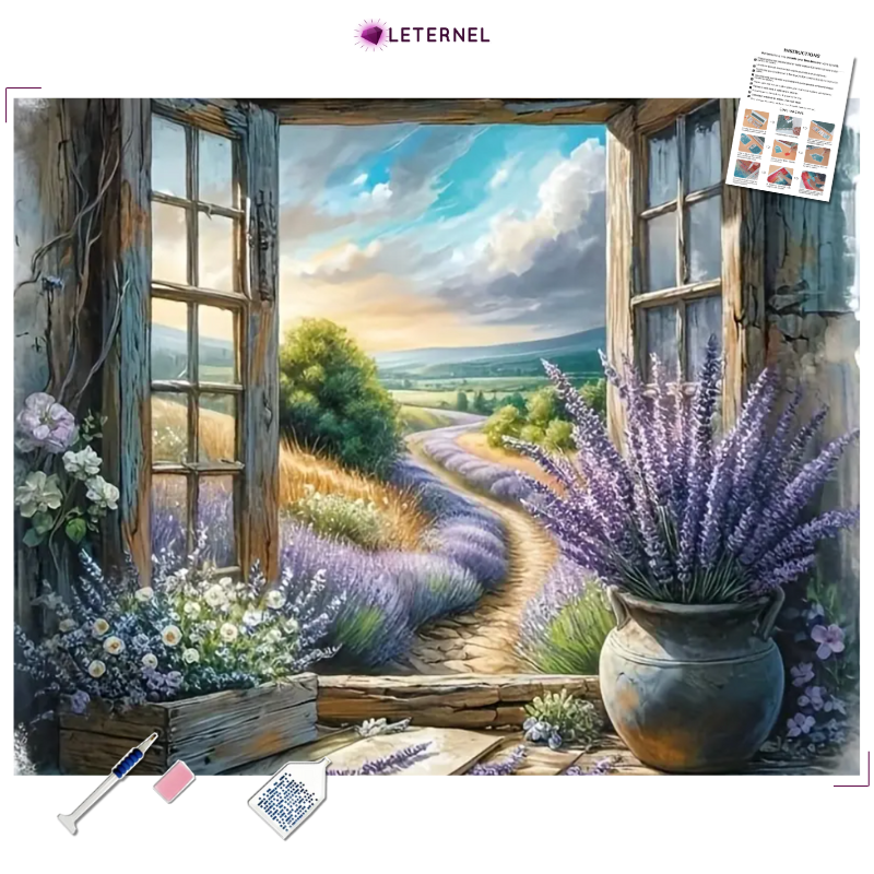 Broderie Diamant - Fenêtre lavande