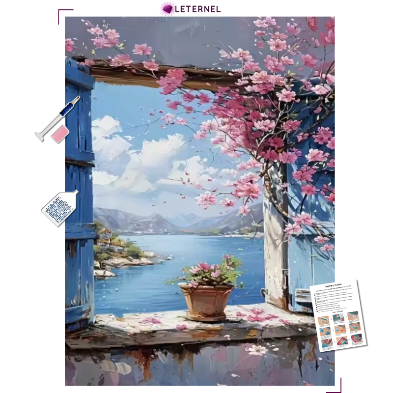 Broderie Diamant - Fenêtre méditerranée