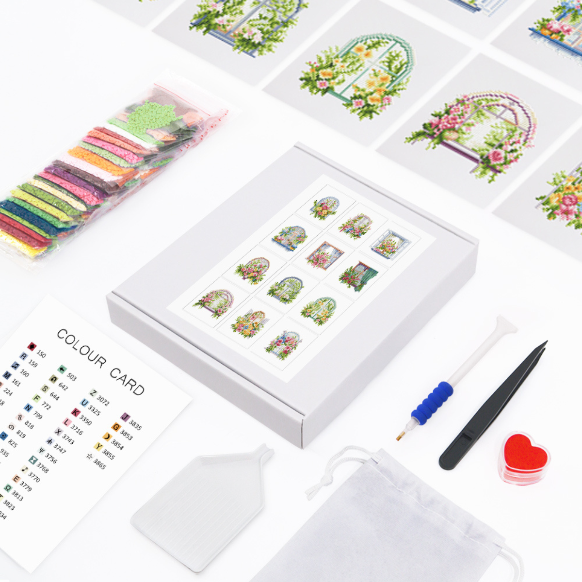 Broderie Diamant Mini broderie diamant x12 - Fenêtres florales – Kit complet broderie diamant | LETERNEL