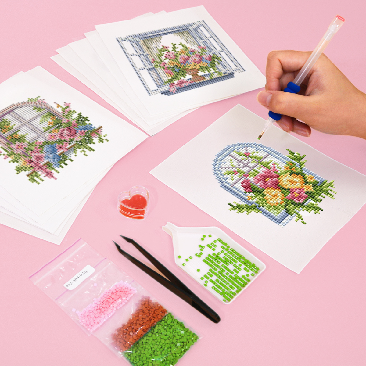 Broderie Diamant Mini broderie diamant x12 - Fenêtres florales – Kit complet broderie diamant | LETERNEL