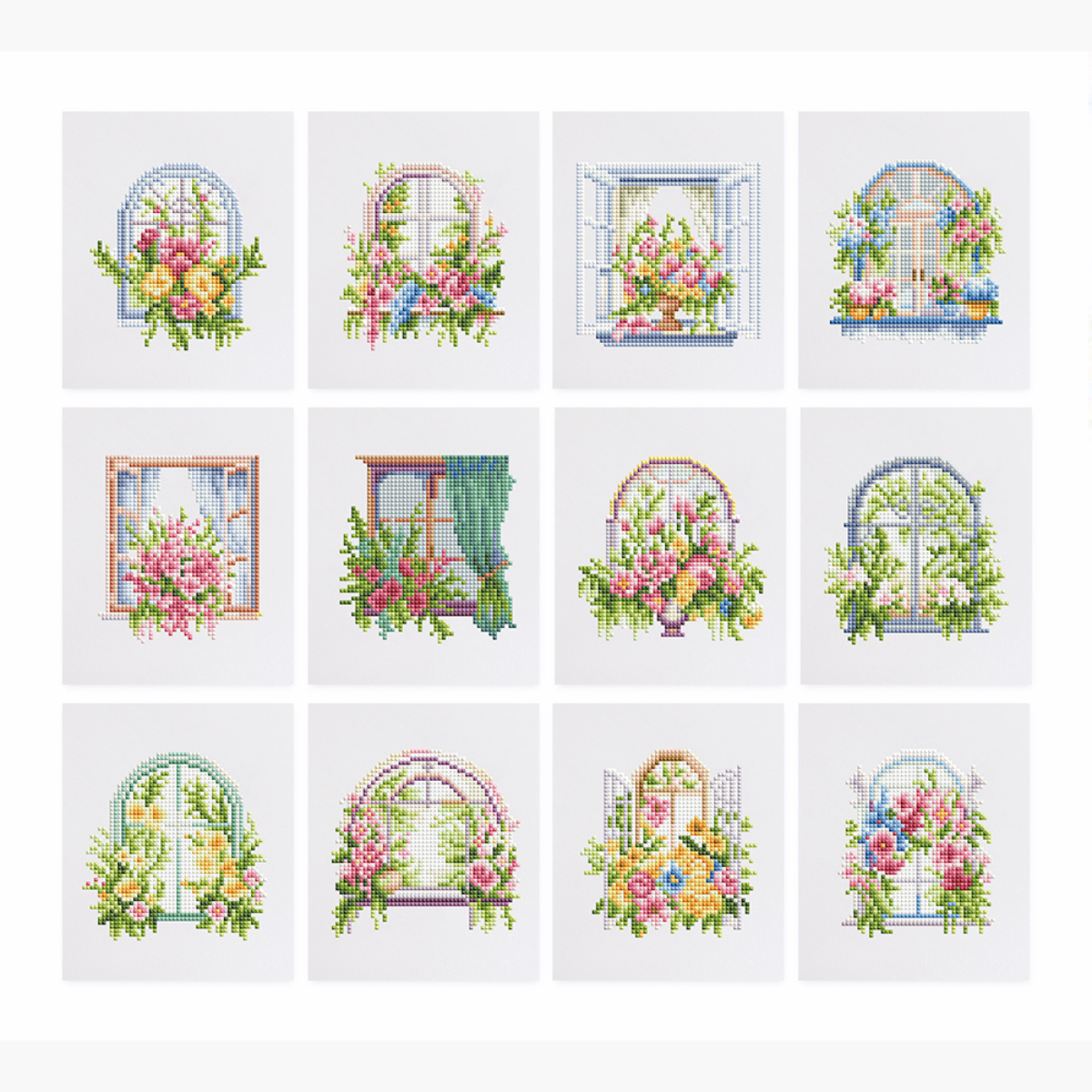 Broderie Diamant Mini broderie diamant x12 - Fenêtres florales – Kit complet broderie diamant | LETERNEL