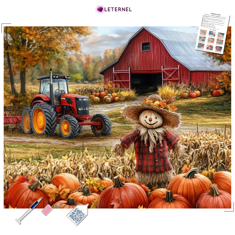 Broderie Diamant - Ferme citrouille