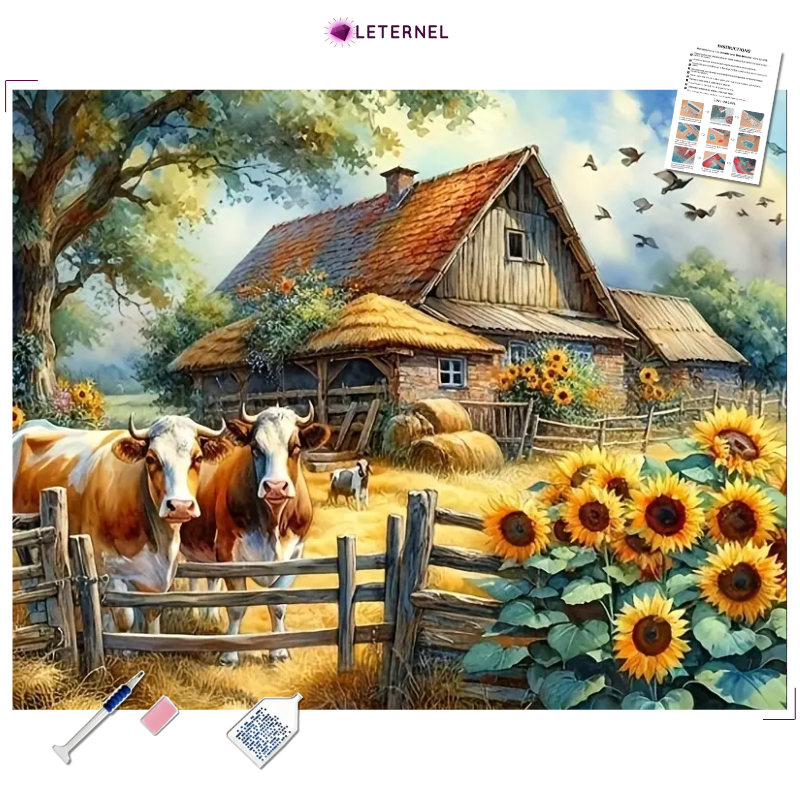 Broderie Diamant - Ferme tournesols