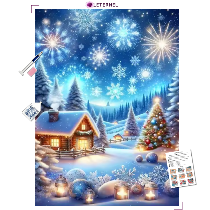 Broderie Diamant - Feu d&#39;artifice chalet