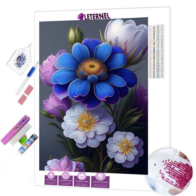 Broderie Diamant - Fleur bleue