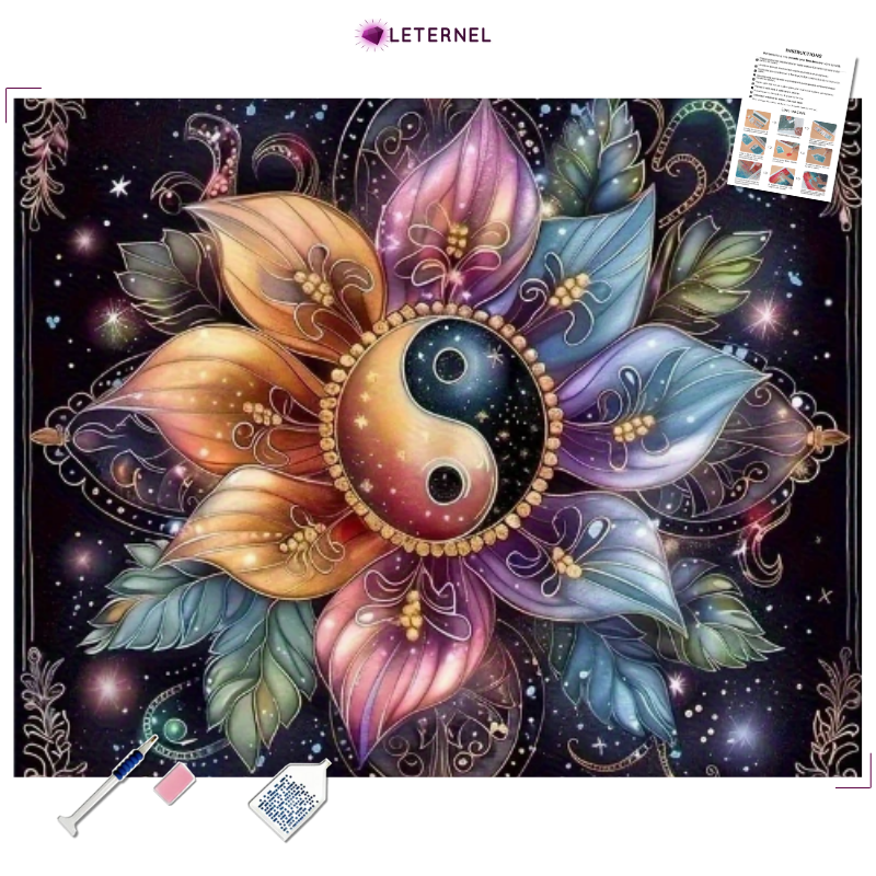 Broderie Diamant - Fleur Yin Yang