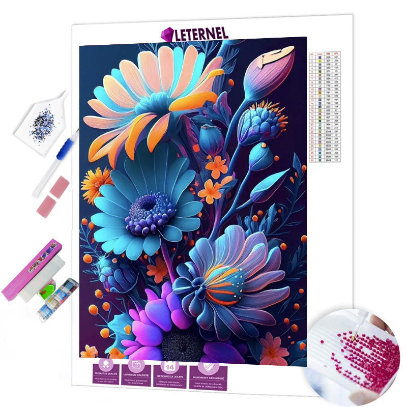 Broderie Diamant - Fleurs colorées