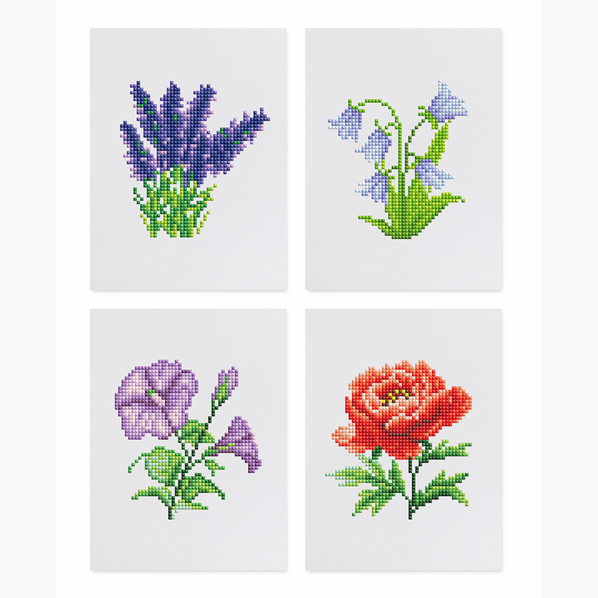 Broderie Diamant Mini broderie diamant x4 - Fleurs – Kit complet broderie diamant | LETERNEL