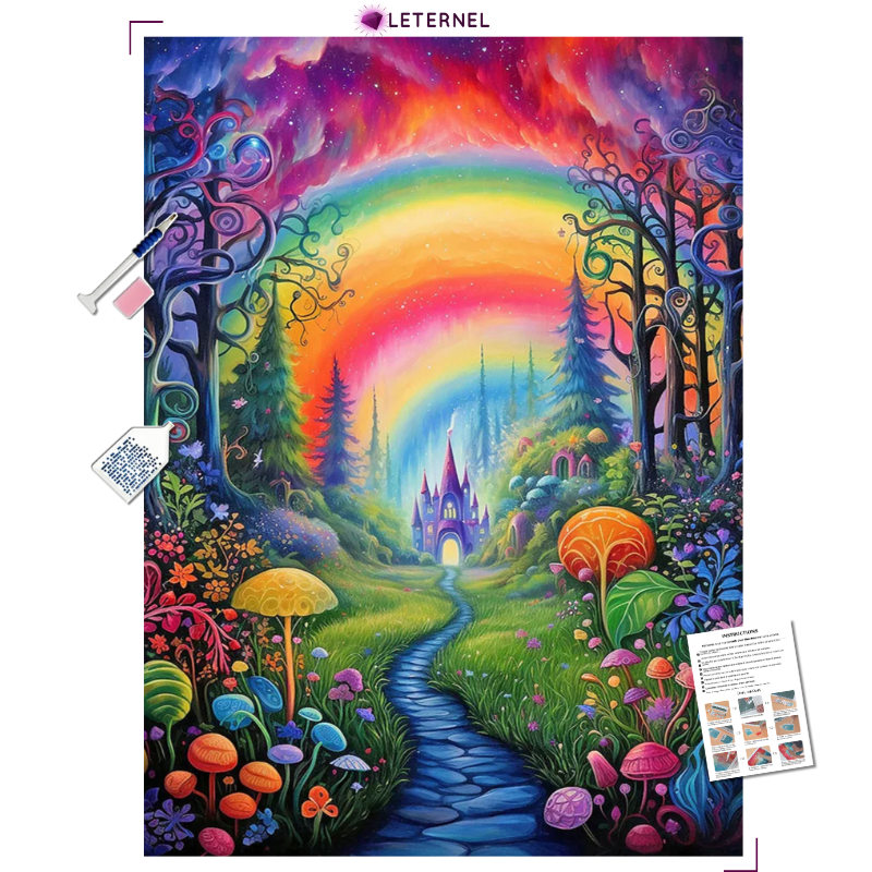 Broderie Diamant - Forêt arc-en-ciel