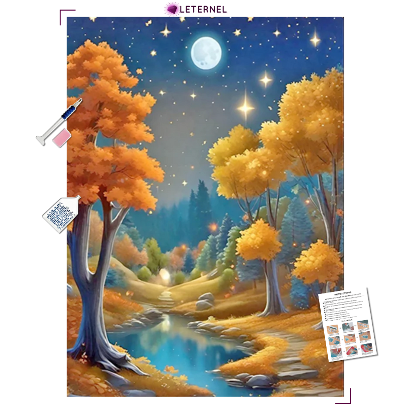 Broderie Diamant - Forêt étoilée