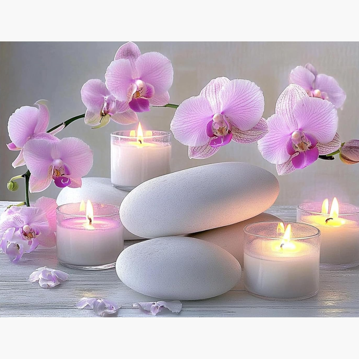 Broderie Diamant - Galets orchidées