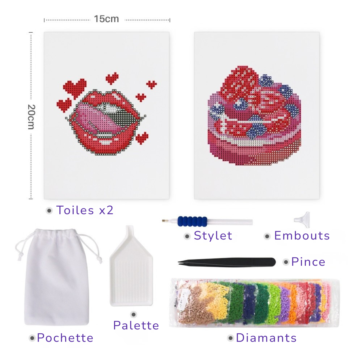 Kit Diamond Painting – Mini broderie diamant x2 - Gâteau | LETERNEL