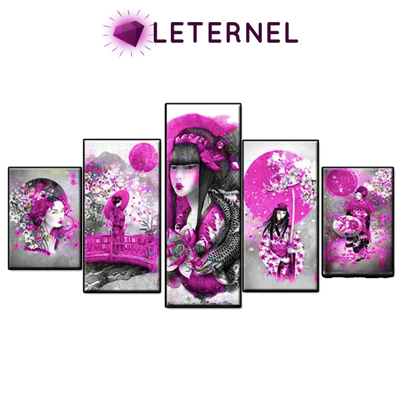 Broderie Diamant - Multi panel - Geisha mauve