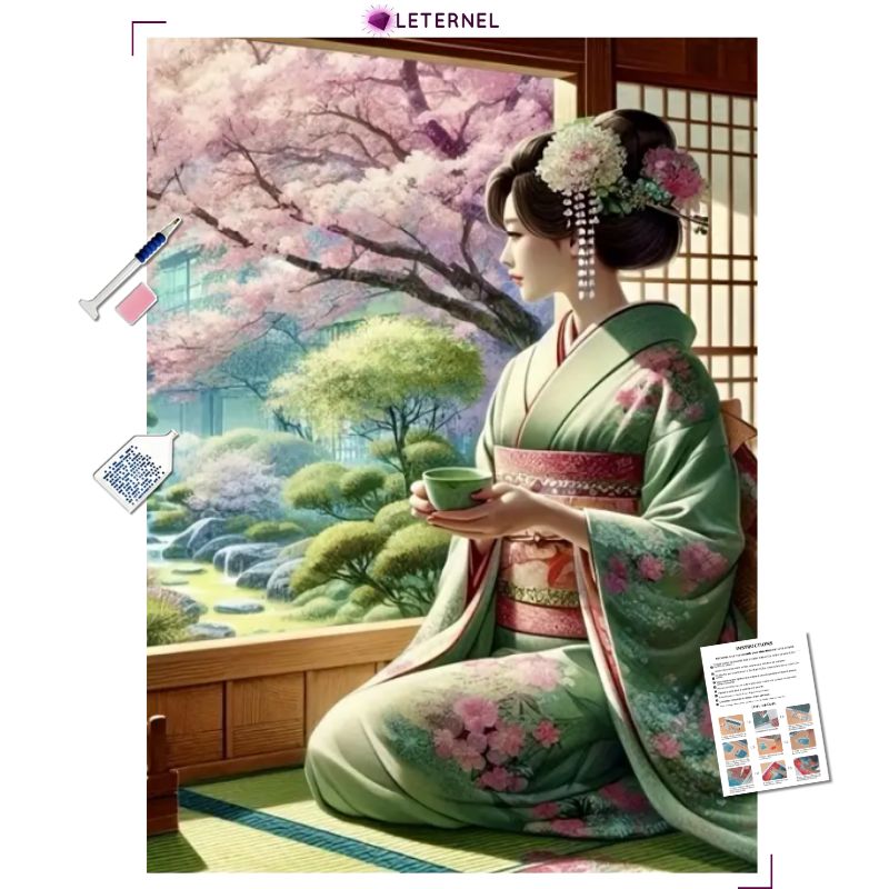 Broderie Diamant - Geisha thé